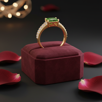 Bague Tendance en Or 18 carats avec Pierre de Peridote Verte Naturelle Pure Taille Princesse, Accessoire de Mariage et de Fête pour Femmes et Enfants – Grande Vente