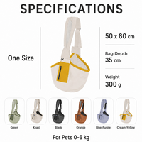 Sac de transport pour animaux de compagnie en forme de sling jaune crème, imperméable, respirant, avec sangle réglable pour petits chiens et chats jusqu'à 6 kg, utilisation en extérieur