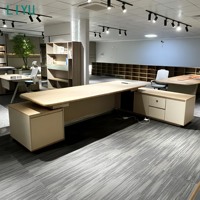 Bureau de direction convertible et extensible LIYU avec éclairage LED, en bois, sur pied, avec rangement, pour directeur