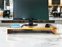 Support d'écran d'ordinateur moderne en bois de teck, pliable, à un seul niveau, de type sur pied, respectueux de l'environnement, avec garantie de qualité, pour usage au bureau