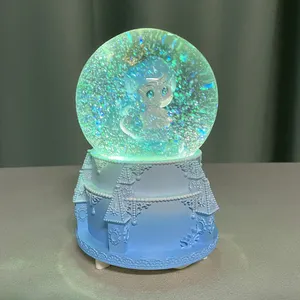 Resina personalizzata realizzata In kawaii carina <span class=keywords><strong>sirena</strong></span> di <span class=keywords><strong>mare</strong></span> In cristallo di carillon a palla di neve - Product Image 1