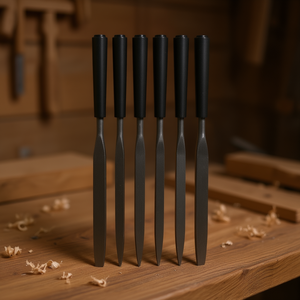 Juego de 6 formones Lime Ad Ago con mangos negros para carpintería y lavoración de la madera - Product Image 2