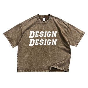 Camiseta de Hombre de Alta Calidad, 100% Algodón, Gruesa, Talla Grande, 275 Gramos, Lavada con Ácido, Estilo Vintage, Personalizada, Venta al Por Mayor - Product Image 2