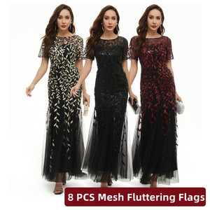 Vestidos <span class=keywords><strong>de</strong></span> Noche <span class=keywords><strong>de</strong></span> Lujo LD101 para Mujer, Vestidos <span class=keywords><strong>de</strong></span> Fiesta Largos con Lentejuelas Bordadas, Manga Corta, Corte Entallado, para Damas <span class=keywords><strong>de</strong></span> <span class=keywords><strong>Honor</strong></span> - Product Image 2