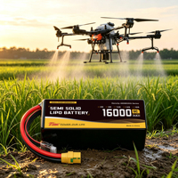 Batterie de drone semi-solide 400Wh/kg, pack de batteries LiPo 16000mAh 6S-14S pour l'inspection, la cartographie, les drones agricoles et industriels