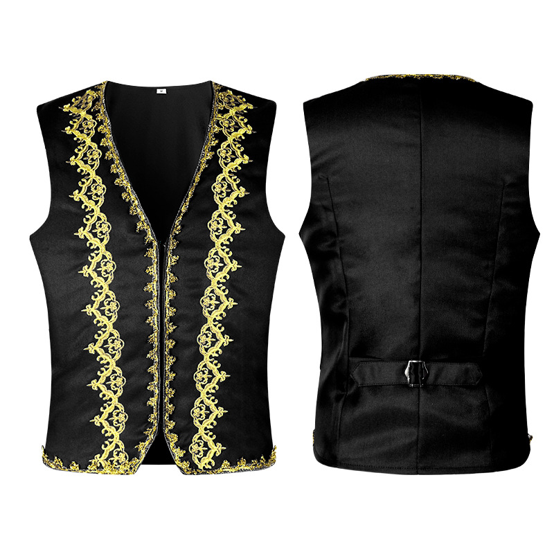 Gilet bord doré noir