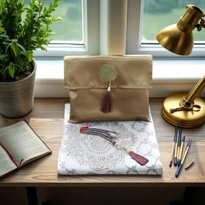 Ensemble de perles de prière en tissu de soie, fabriquées à la machine, coffret cadeau musulman traditionnel, idéal pour les voyages, la maison et le camping - Product Image 1