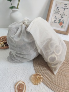 Sac à cordon en coton biologique réutilisable de haute qualité 15*20cm, emballé individuellement dans un carton - Product Image 5