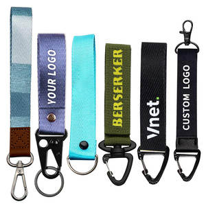 Tùy Chỉnh In Logo Mini Xe Keychain Dây Buộc Cá Nhân Ngắn <span class=keywords><strong>Nylon</strong></span> Polyester Dây Đeo Với Móc Kim Loại - Product Image 1