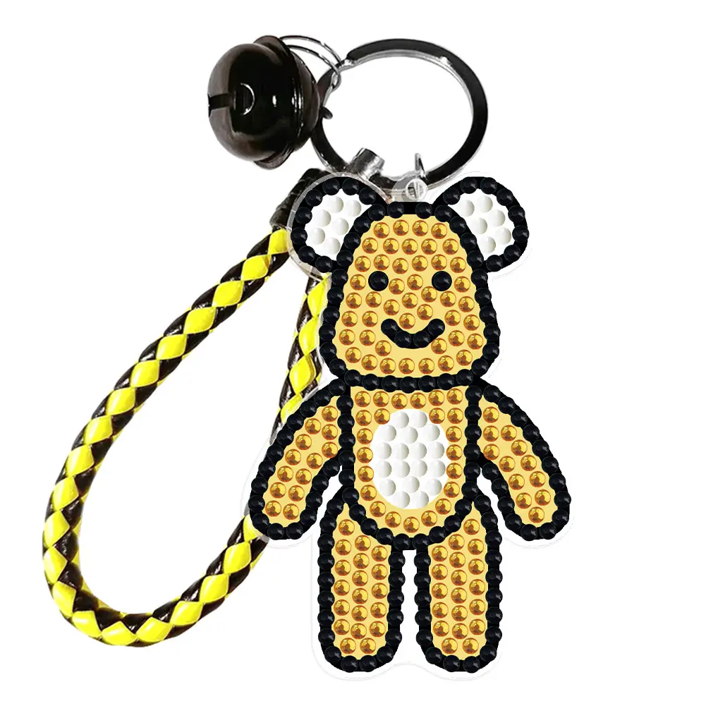 5D DIY Diamond Painting Keychain Bear Cartoon Keyring Mosaic Embroidery Cross Stitch Set Bag Pendant Birthday Jewelry Gift