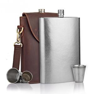 Gourde à whisky en titane OEM avec logo personnalisé, 54 oz, en cuir gaufré, prix usine, vente en gros, coffret cadeau - Product Image 2