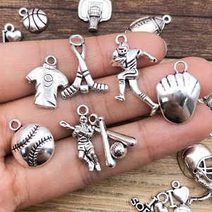 Antique Silver Alloy Sports Charms Pendant DIY Jewelry Accessories 20 Styles Mixed Set - Product Image 3