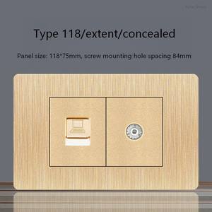 Interruptor de pared moderno en oro cepillado, enchufe de pared, interruptor de TV y toma de corriente para el hogar, oficina y hoteles. - Product Image 5