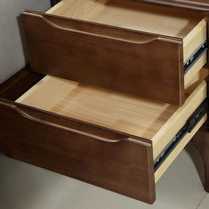 Solid Wood Nightstand With <b>Drawers</b> <b>Walnut</b> Color Bedroom Storage Cabinet For Bedside Use - Product Image 2