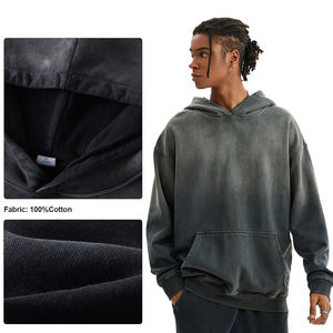 High Quality No String Washed French Terry Heavyweight Cotton Hoodies Pullover Customized <b>Hoodie</b> - Product Image 3
