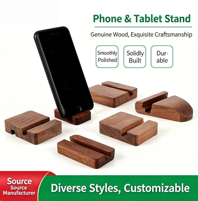 Customized Wooden Base Bamboo Black Walnut Wood Stand Desktop Tablet Holder for Bed Desk Use Thanksgiving Valentine's Day