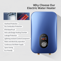 Chauffe-eau électrique sans réservoir 220-240V 11000W avec affichage numérique et contrôle précis de la température, à fixation murale pour usage domestique familial