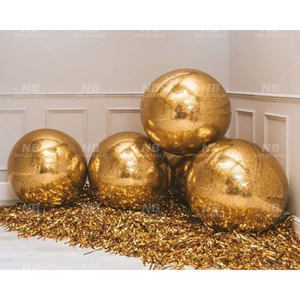 Mirror Balls Inflatable <b>Balloon</b> Silvery Sphere PVC Hanging Shiny Christmas Party Decoration <b>Customized</b> Decorative Inflatable Iri - Product Image 2