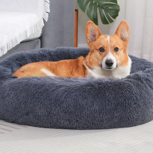 Venta caliente de felpa suave y calmante Donut cama de perro moda goteo lavable <span class=keywords><strong>Extra</strong></span> grande perro sofá gato cama redonda para mascotas - Product Image 4