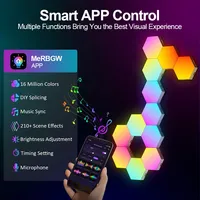 Lampe murale hexagonale intelligente RGB en ABS, lumière d'ambiance à changement de couleur, veilleuse DIY, rythme musical, application, salle de jeux, chambre à coucher