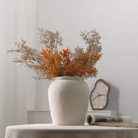 ARM LVG Wabi Sabi Dekorasi Seni Rustic Matte White Glaze Pot Keramik Bulat dari Porselen Wadah Tanaman Vas Bunga.