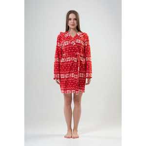 Robe de chambre en polaire à motif de Noël pour femmes, rouge, manches longues, douce, décontractée, vêtements de nuit - Product Image 4