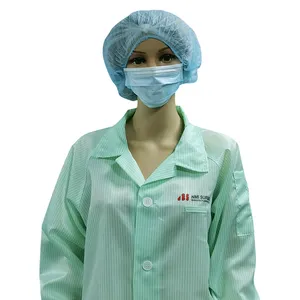 Green 98% Polyester 2% Carbon Fiber Yarn Anti Static Clothing Dustproof Gown Cleanroom Esd Smock