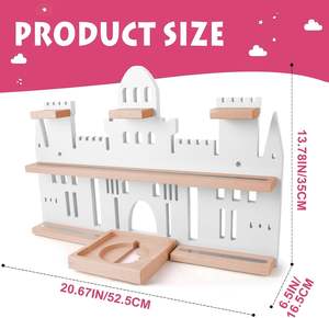 Figurines Tonie roses murales en forme de château personnalisées FSC, étagères flottantes magnétiques en bois, vente en gros - Product Image 2