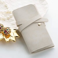Organisateur de bijoux de voyage en cuir rectangulaire personnalisé, étui pliable pour bijoux avec logo personnalisé, pochette de rangement enroulable pour colliers