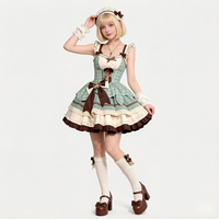Robe Lolita JSK en dentelle à volants style demoiselle d'honneur rétro, motif chocolat menthe douce, pour femme adulte, décontractée, pour fête ou cosplay