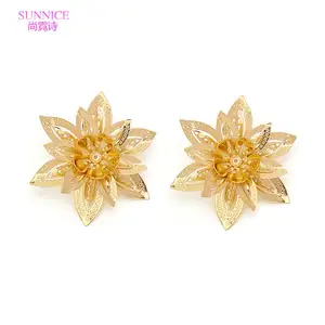 Sunnice terinspirasi perhiasan tembaga Aloi grosir wanita Italia 18k berlapis emas gratis ongkos kirim anting Stud halus pernikahan