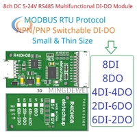 8ch DC 5-24V RS485 Módulo de DI-DO multifuncional Digital NPN PNP Entrada Salida Modbus RTU PLC Placa de expansión IO remota