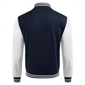 Men's Black White Varsity <b>Jacket</b> Regular Fit <b>Mandarin</b> <b>Collar</b> Solid Color Breathable Wool Cotton Casual Winter Wear - Product Image 5