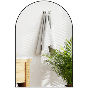 HOMCOM-Miroir de salle de bain 60x90cm en alliage d'aluminium et arc en verre pour chambre et salon, noir - Product Image 1