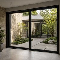 Porte coulissante en aluminium à double vitrage trempé, moderne, pour séparation de terrasse