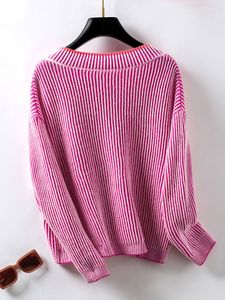 Sweater Rajut Wanita Kerah Bulat Polos Musim Gugur Musim Dingin Baru Kasual Longgar 100% Poliester - Product Image 2