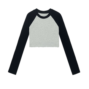 Maglietta CB119-QL1301 estiva da donna a <span class=keywords><strong>maniche</strong></span> <span class=keywords><strong>lunghe</strong></span> Slim Fit corta di alta qualità canottiere Raglan per donne - Product Image 2
