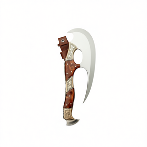 Hacha Barbuda de acero D2 Tang completa personalizada para caza, hacha Real Tomahawk con mango grabado y Funda de cuero, regalo Ideal - Product Image 1