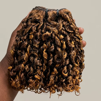 Extensioni di capelli umani vergini indiani Remy grezzi, super doppiamente tirati, colore piano, riccioli pixie, con mèches, cuticole allineate