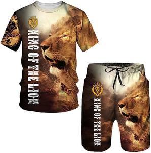 Da <span class=keywords><strong>uomo</strong></span> Plus Size accogliente e traspirante <span class=keywords><strong>tigre</strong></span> <span class=keywords><strong>re</strong></span> 3d stampa t-Shirt e Shorts 2 pezzi Set Unisex con stampa animalier 3D t-Shirt Set di t-Shirt 3d - Product Image 5