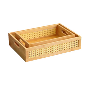 Rectangular solid wood <b>storage</b> <b>basket</b> with rattan openwork design, entryway <b>storage</b> box, solid wood openwork <b>storage</b> <b>basket</b> for - Product Image 5