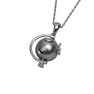 Pendentif globe en argent S925 avec perle de 10-11 mm, accessoires DIY pour femme, plateau vide, produit semi-fini 3933 - Product Image 5