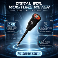 Testeur de pH du sol numérique portable, précision de 0,2 pH, écran LCD, capteur métallique pour l'irrigation agricole