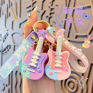 Llavero de guitarra al por mayor, bonito y moderno, llavero de instrumento musical, colgante de PVC para bolso, accesorios, regalos - Product Image 5
