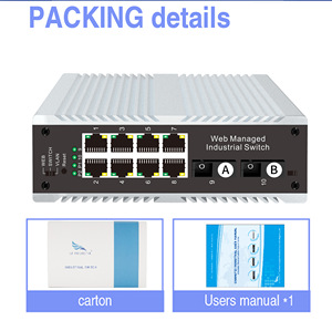 8-port RJ45 IndustrialNetwork <strong>Switch</strong> with 2 SC <strong>Single</strong> <strong>Mode</strong> <strong>Single</strong> Fiber Slots 1310nm/1550nm, Rail Type, 6KV-40 ℃ -85 - Product Image 5