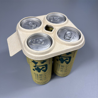 Emballages de bière en pulpe moulée biodégradable à pressage à sec, recyclables, pour 4 canettes, porte-canettes pour 4 canettes