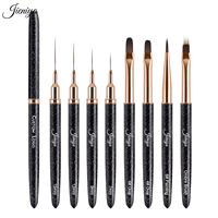 Pinceaux de nail art de haute qualité avec manche métallique couleur dégradée, pour liner, French, ovale, effet pétale ombré, dessin de dentelle et peinture thérapeutique