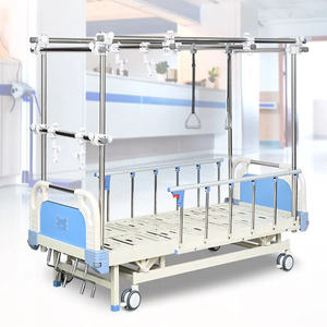 Lit de soins à domicile multifonctionnel avec manivelle manuelle, tête et pied de lit en acier inoxydable, traction orthopédique hospitalière, garantie de 2 ans - Product Image 5