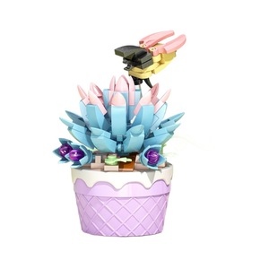 Modèle de fleur en pot succulente en blocs de construction, jouet éducatif pour enfants, ornement de bureau, cadeau unisexe, âge 5-7 ans, 100-200 pièces - Product Image 5