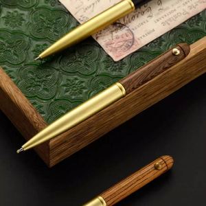 Practical Classic Wooden Gel <b>Pens</b> Custom Logo Brass Metal Ballpoint Signature <b>Pens</b> Eco-Friendly Blue Red Ink Colors for Gifts - Product Image 4